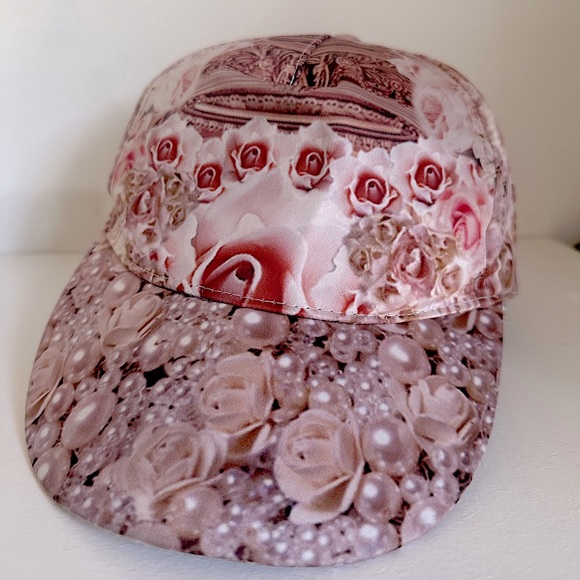 ASOS pink pearls print cap, music festival cap, women’s hat - Picture 1 of 5